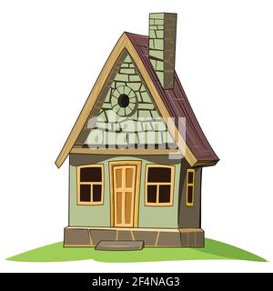 Stone house. Fabulous cartoon object. Cute childish style. Ancient dwelling. Tiny, small. Isolated on white. Vector Stock Vector