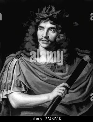 Molière in the role of Caesar, The Death of Pompey, portrait by Nicolas Mignard Stock Photo