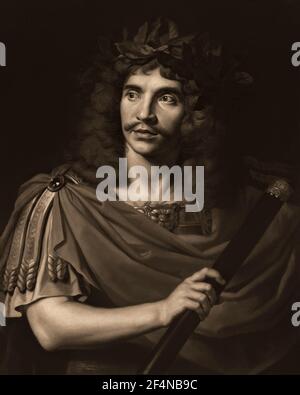 Molière in the role of Caesar, The Death of Pompey, portrait by Nicolas Mignard Stock Photo