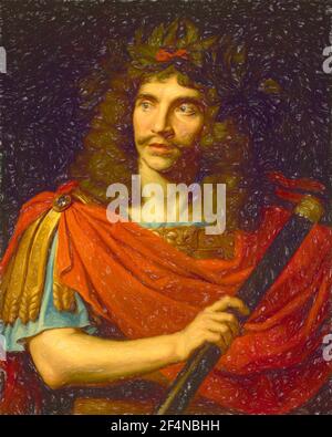 Molière in the role of Caesar, The Death of Pompey, portrait by Nicolas Mignard Stock Photo
