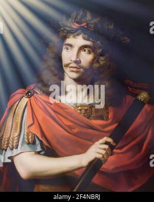 Molière in the role of Caesar, The Death of Pompey, portrait by Nicolas Mignard Stock Photo