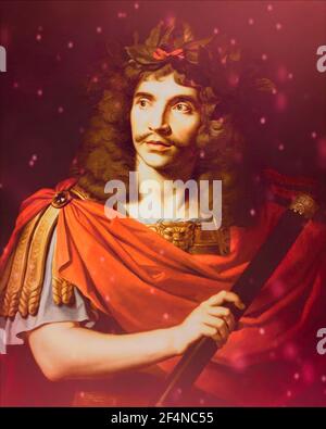 Molière in the role of Caesar, The Death of Pompey, portrait by Nicolas Mignard Stock Photo