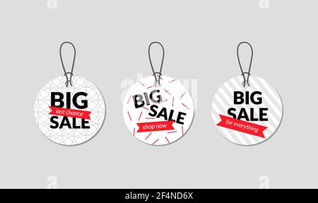 Set of hanging Sale Shopping Labels, tags, banners. Vector illustration Stock Vector