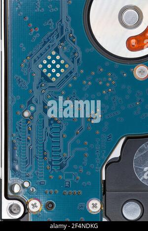 An internal hard drive from a laptop computer, close up. Stock Photo