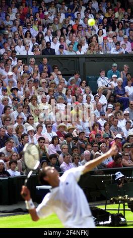 Wimbledon Tennis Championships July 2001 Mens Final Goran Ivanisevic v Pat  Rafter Goran Ivanisevic celebrates after winning match championship Stock  Photo - Alamy