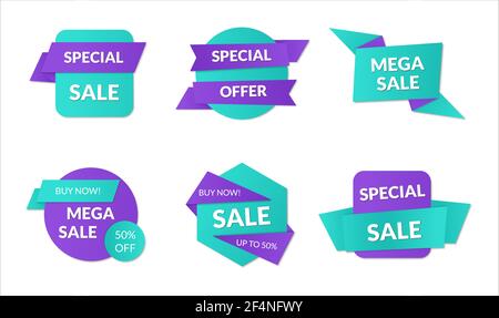 Collection of Sale banners. Shopping discount tags. Set of labels. Vector illustration Stock Vector