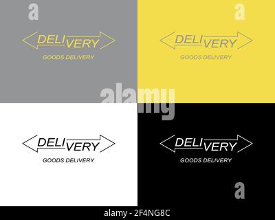 Logistics company logo design options. Arrow icon. Delivery service logo. Vector flat illustration. Stock Vector