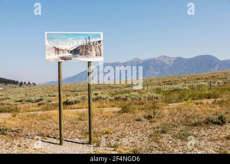 Welcome to Montana sign, Missouri Flats, Montana, USA Stock Photo