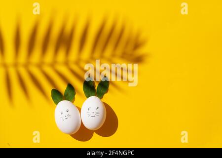 Easter scene with white eggs Stock Photo