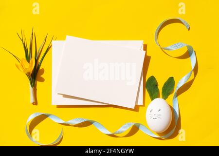 Easter scene with white eggs Stock Photo