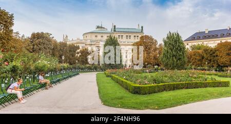 Panorama of the Volksgarten park in Vienna, Austria Stock Photo