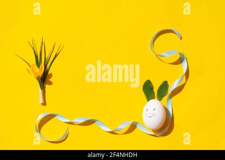 Easter scene with white eggs Stock Photo