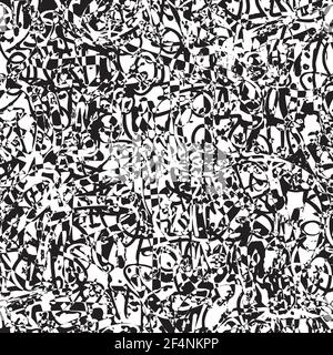 Vector graffiti seamless pattern with abstract tags, letters without meaning. Fashion hand drawing texture, street art retro style, old school design Stock Vector