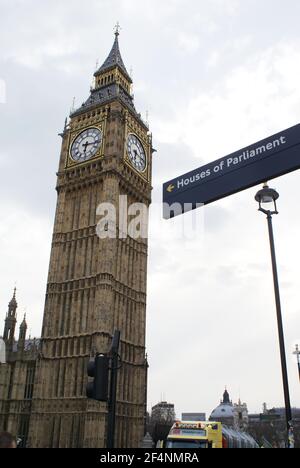 A view of the Elizabeth Tower known as the Big Ben in London, UK Stock Photo