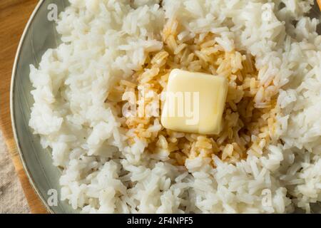 Homemade Japanese Butter Rice with Soy Sauce Stock Photo