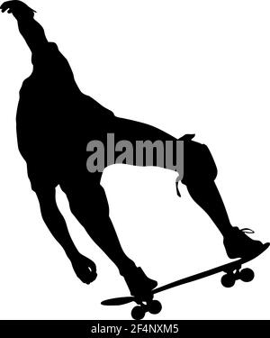 Black silhouette of an athlete skateboarder in a jump. Stock Vector