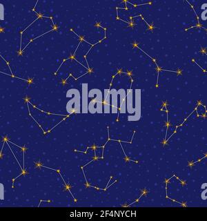 Star constellation seamless pattern Stock Vector