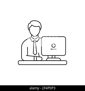 Working man color line icon. Pictogram for web page, mobile app, promo. UI UX GUI design element. Editable stroke. Stock Vector