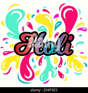 Happy Holi poster color vector illustratiobanner Stock Vector