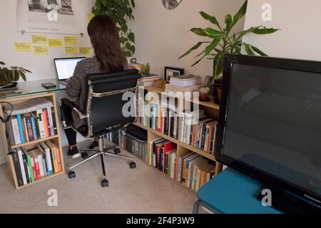 woman working from home Stock Photo