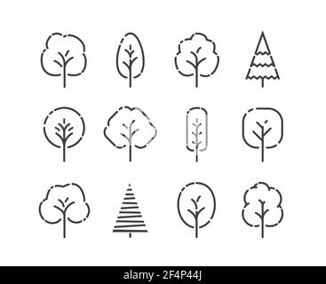 Tree icons set. Nature concept in linear style vector Stock Vector