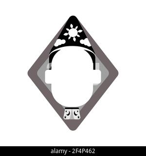 Male magician with triangle background Stock Vector