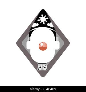 Male clown magician with triangle background Stock Vector