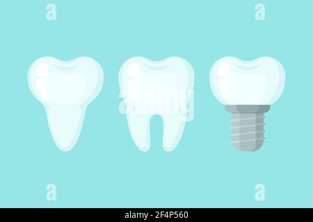 Cute teeth colorful vector set with different tooth form Stock Vector