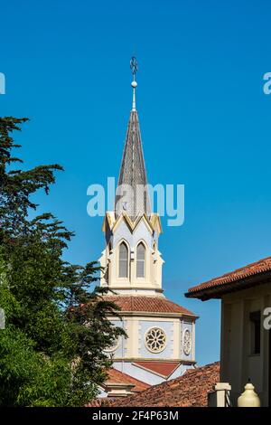 church of Saint Peter Ad vincula, neogothic monument from 1894 by architect Emilio Torriente, in Cobreces, Alfoz Lloredo, Cantabria, Spain, Europe Stock Photo