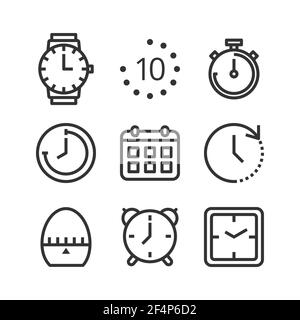 Time and clock isolated vector icon set Stock Vector