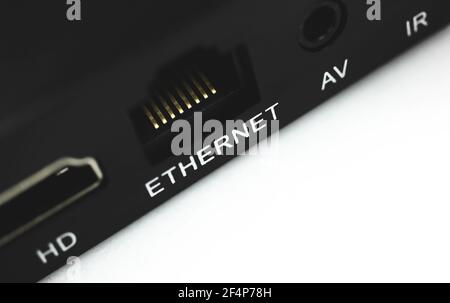 Connect ports for internet networking, communication concept Stock Photo