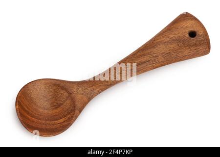 empty wooden spoon isolated on white background with clipping path Stock Photo