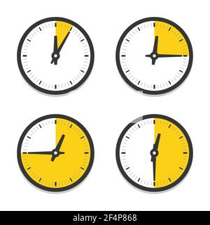 Clock icon with parts of hour vector icon set Stock Vector