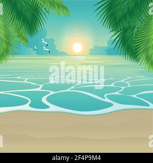Bay, tropical beach. Vector background Stock Vector