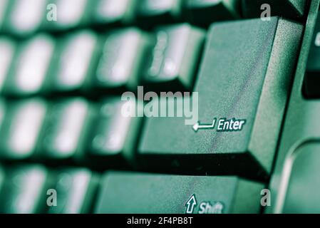 Close-up enter button. Computer keyboard close up. Stock Photo