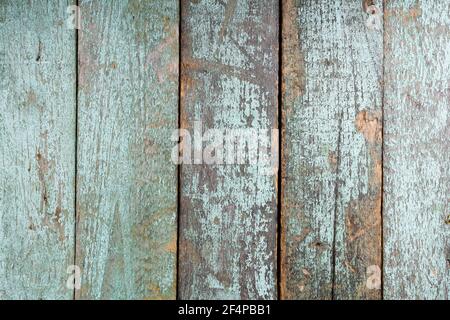 Shabby turquoise old painted wood texture background Stock Photo