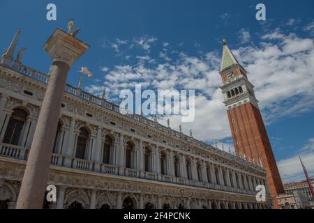 National Library of Venice, with the Sant Marco bell tower Stock Photo