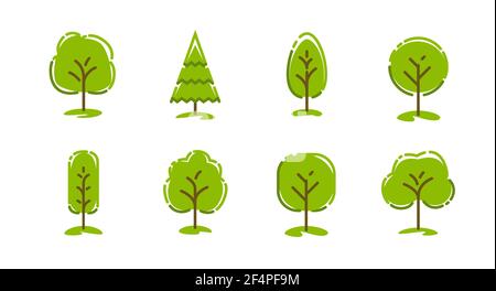 Tree icons set. Ecology concept, nature symbol Stock Vector