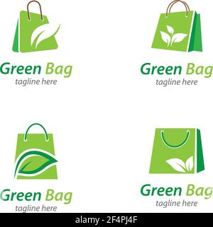 Green bag logo template icon vector design Stock Vector