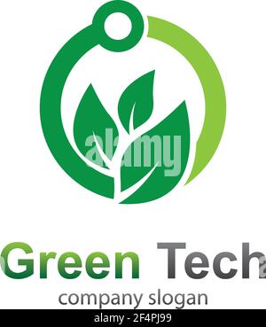 Green technology logo template vector icon illustration Stock Vector
