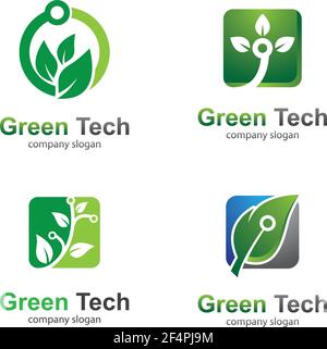 Green technology logo template vector icon illustration Stock Vector
