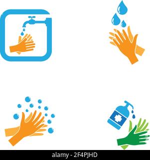 Hand wash logo template vector icon design Stock Vector