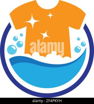 Laundry logo vector icon design Stock Vector