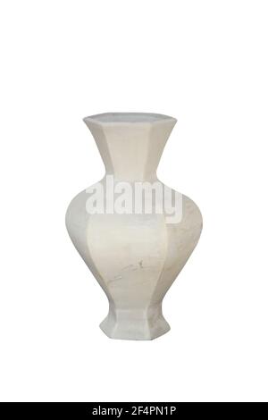 White ceramic decoration vase isolated on white work with path. Stock Photo