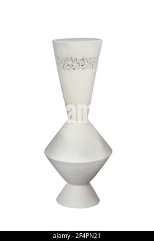 White ceramic decoration vase isolated on white work with path. Stock Photo