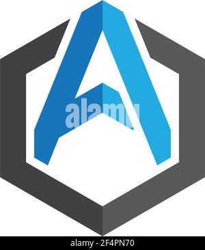 Hexagonal with A letter logo vector  illustration design Stock Vector