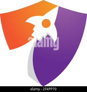 Rocket shield gradient logo images Stock Vector