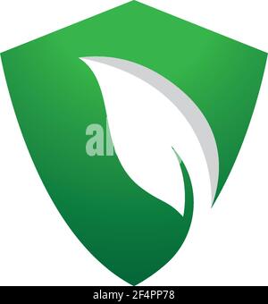 Leaf shield logo template vector icon design Stock Vector