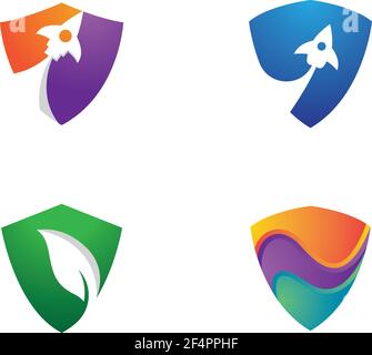 Shield gradient logo template vector icon design Stock Vector