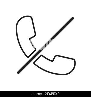 no phones, block call, contact phone communication outline icon vector for graphic design, logo, web site, social media, mobile app, ui illustration Stock Vector